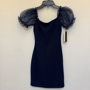 Elegant Navy Puff Sleeve Dress for Junior Size